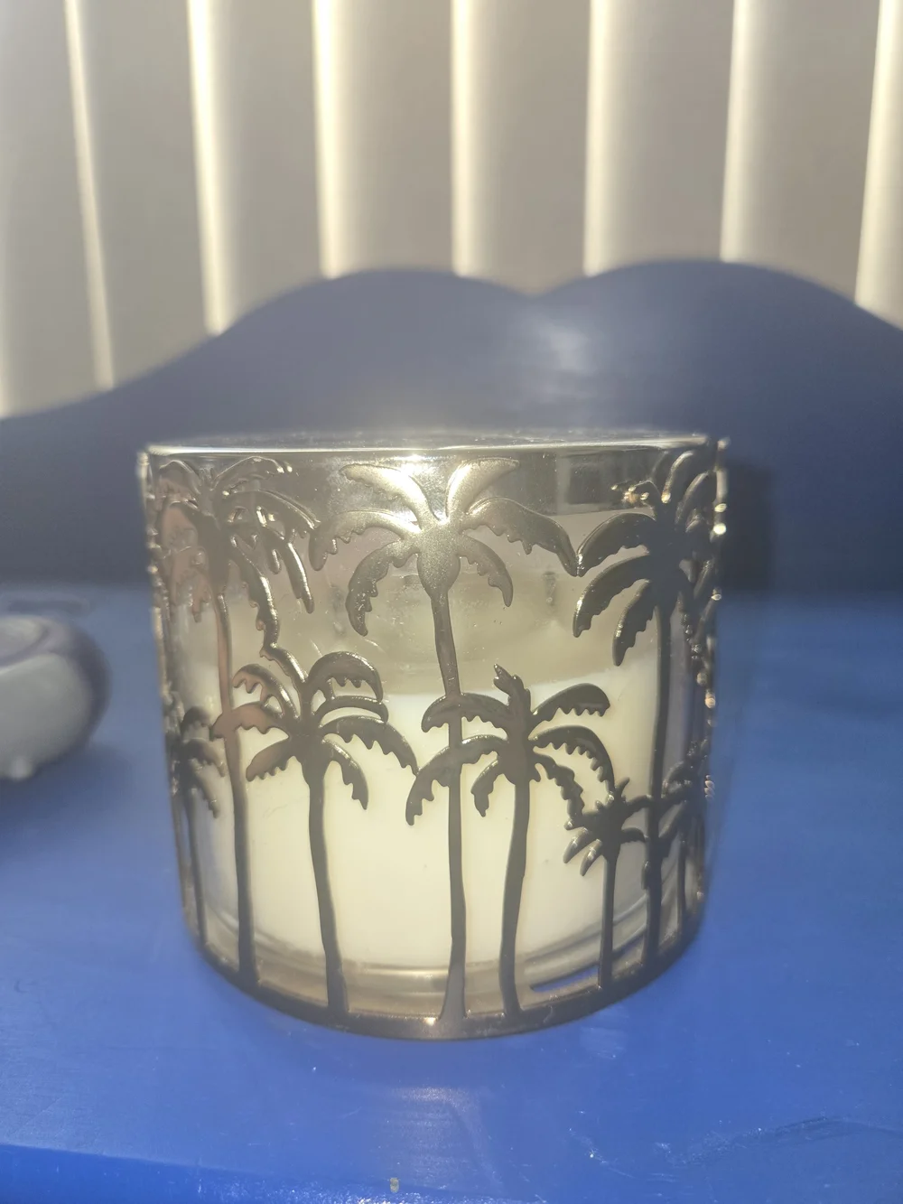 Metal Palm Tree Hurricane Candle Holder - Gold